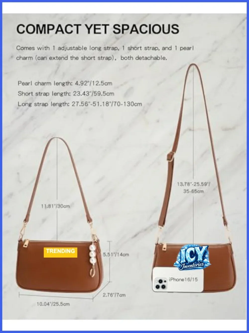 Vegan Leather Hobo Crossbody Bag with 3 Straps, Shoulder Handbag